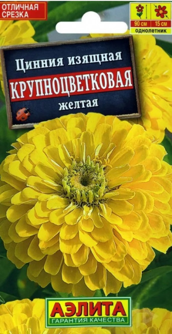 Цинния Крупноцветковая ЖЕЛТАЯ Аэлит 